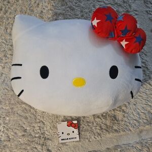 Hello Kitty Plush Pillow with Red and Blue Bow